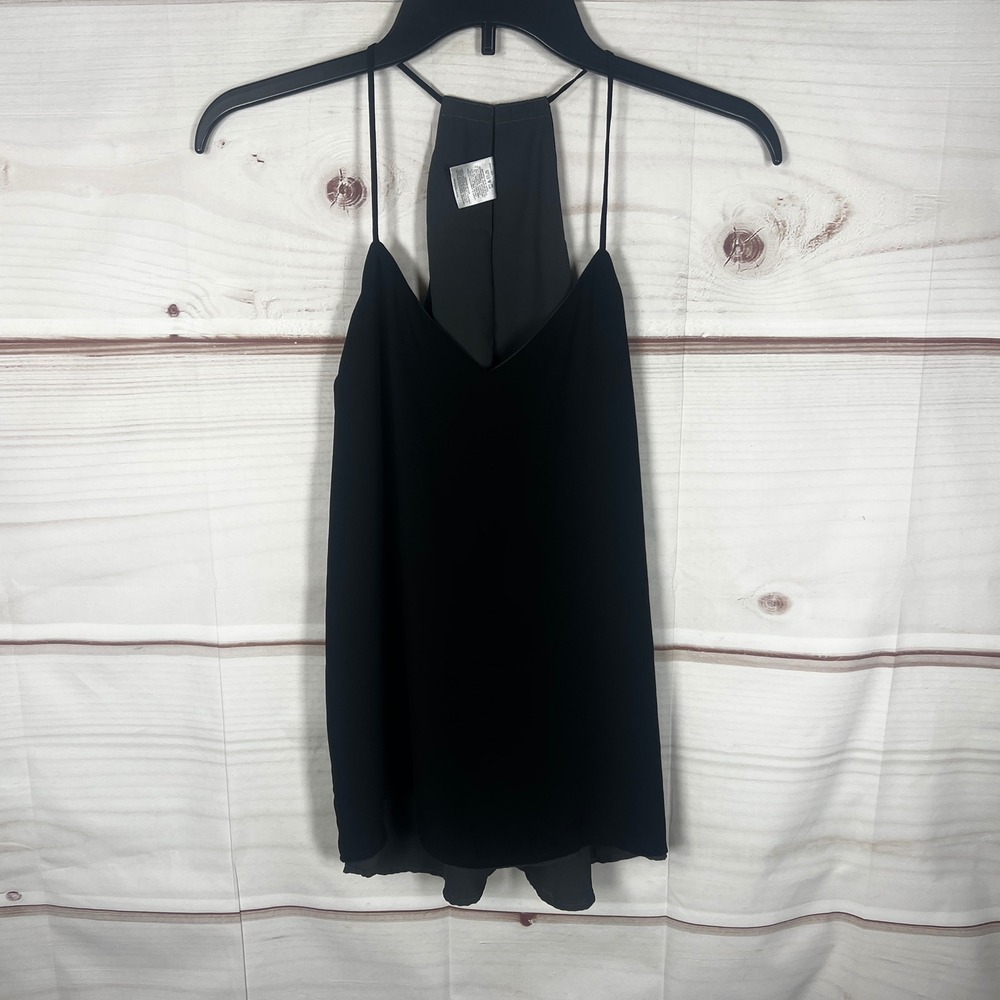 Express Barcelona Cami Tank Women XS Black Solid Racerback Spaghetti Strap Layer